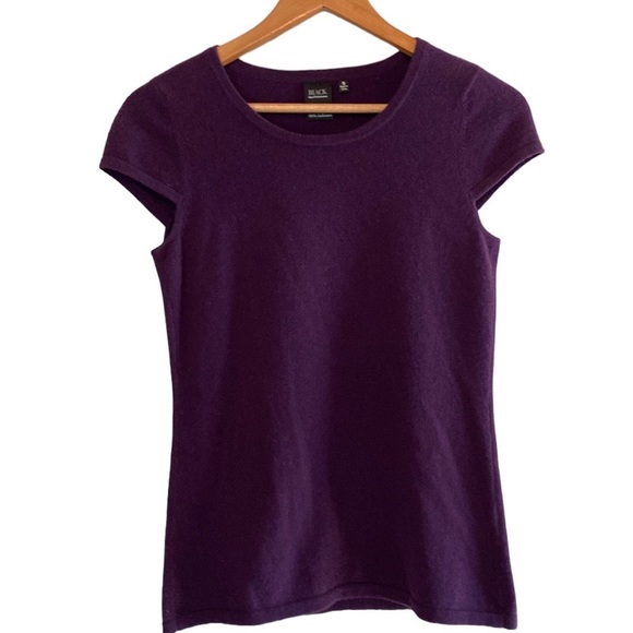 Saks Fifth Avenue Black Label Sweaters - Saks Fifth Avenue Black Label Capped Sleeve 100% Cashmere Purple Sweater Size S